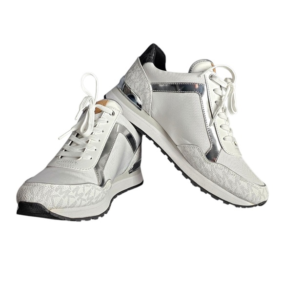 Michael Kors Stylish White and Silver Women's Sneakers - Picture 1 of 11